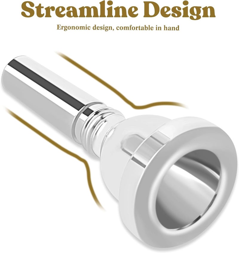 ROWell 12C Trombone Mouthpiece Silver Plated with Vacuum Packing Fits Small Bore Trombones, Alto Trombone, Ideal for Beginner - Image 4